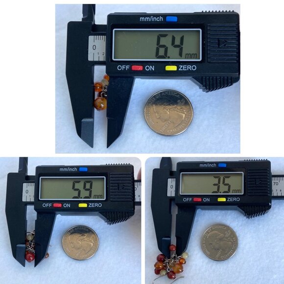 Sterling Silver 925 Beaded Red Jasper Multi-stone Dangle Drop Earrings - Picture 9 of 16